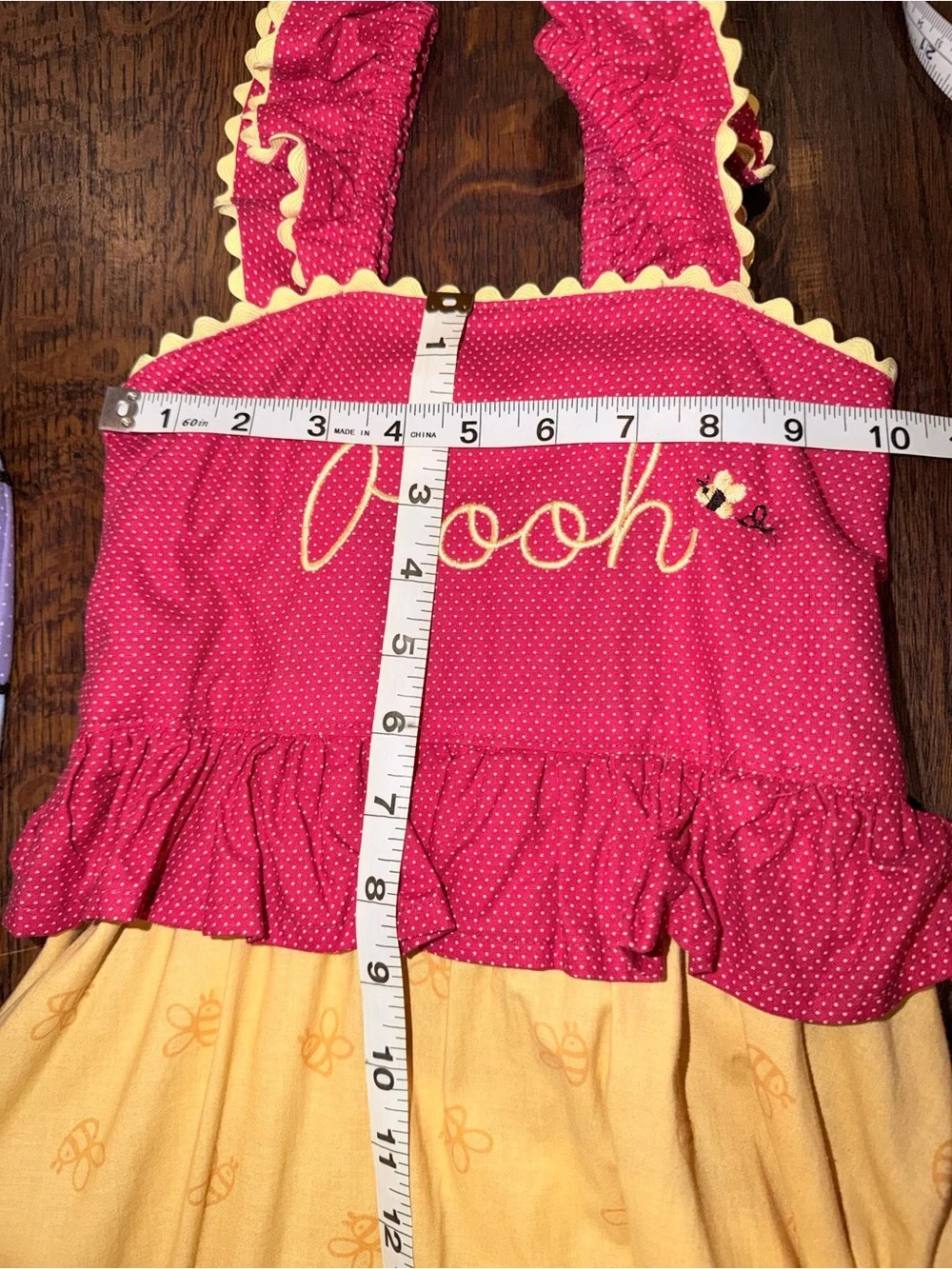 Pooh Yellow & Red Girls' Dress with Hunny Pouch